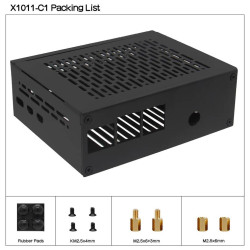 SUPTRONICS X1011 PCIe 2.0 to Quad M.2 NVMe 4 SSD Bottom Shield with METAL CASE for Raspberry Pi 5
